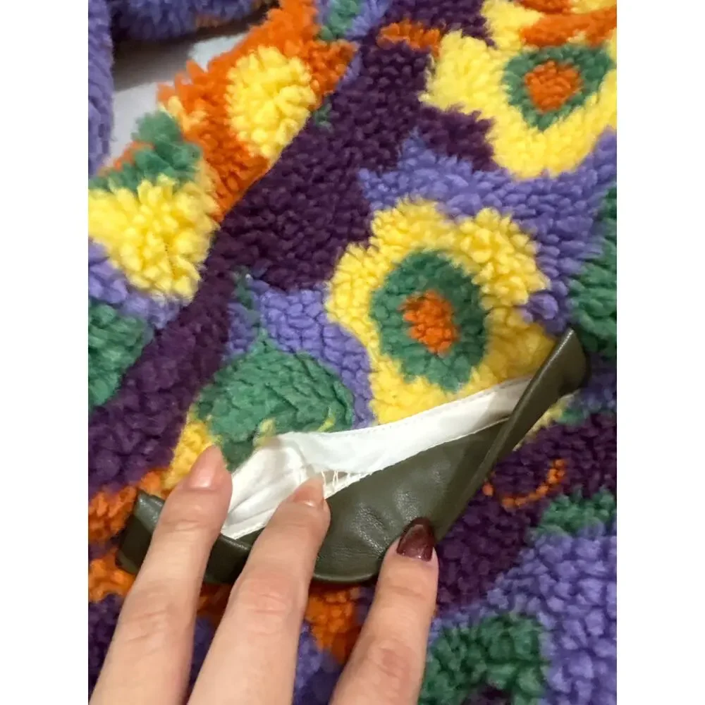 Anthropologie Hutch Women’s Medium Floral Faux Sherpa Jacket Maximalist Artsy - Picture 7 of 11